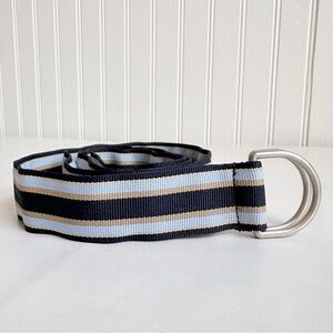 LL Bean Womens blue and khaki ribbon belt.  Size s/m 38” length LLBEAN